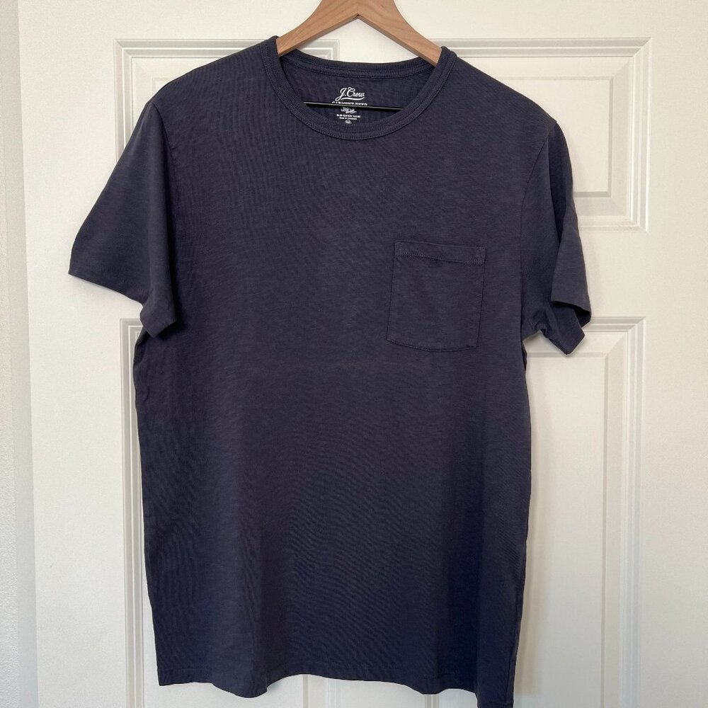 J. Crew Mens Navy Blue Garment-Dyed Pocket Tshirt Casual Everyday Tee